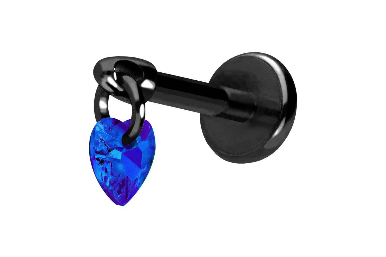Titan Labret Piercing mit Push Fit KRISTALLHERZ